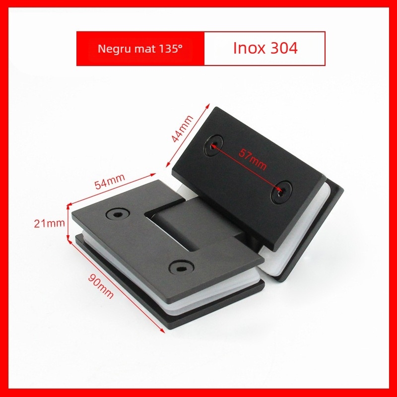 Balama din oțel inoxidabil pentru ușa de duș din sticlă – Model 90° sudură, oțel inoxidabil 304, finisaj pulverizat, marca Keding