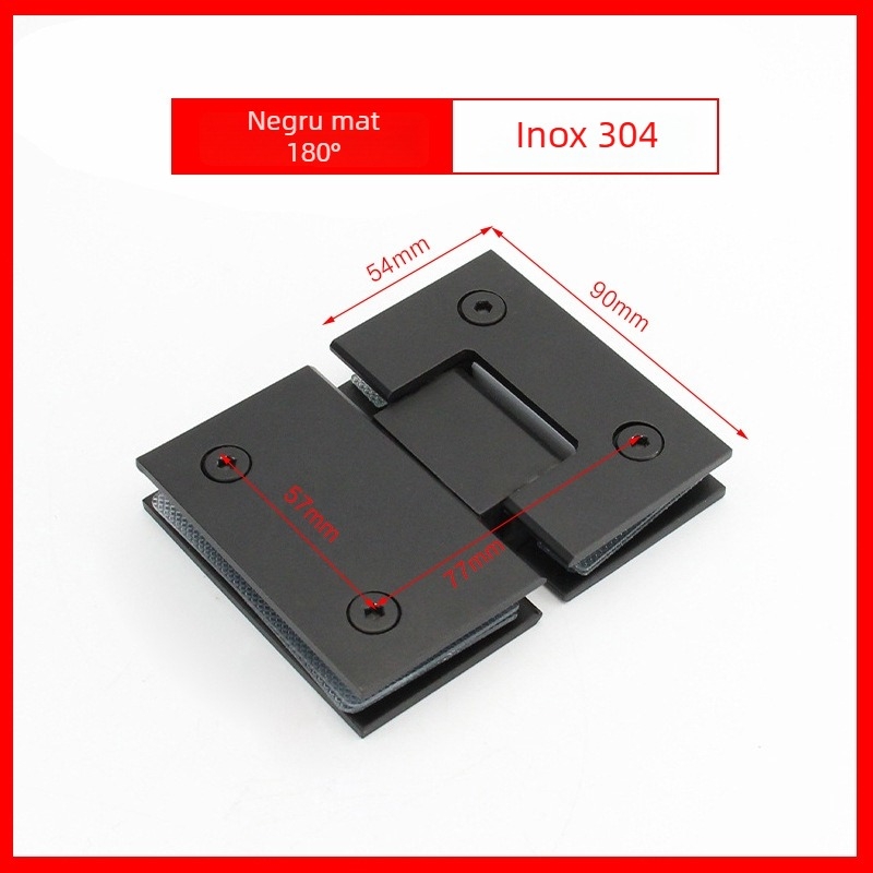 Balama din oțel inoxidabil pentru ușa de duș din sticlă – Model 90° sudură, oțel inoxidabil 304, finisaj pulverizat, marca Keding