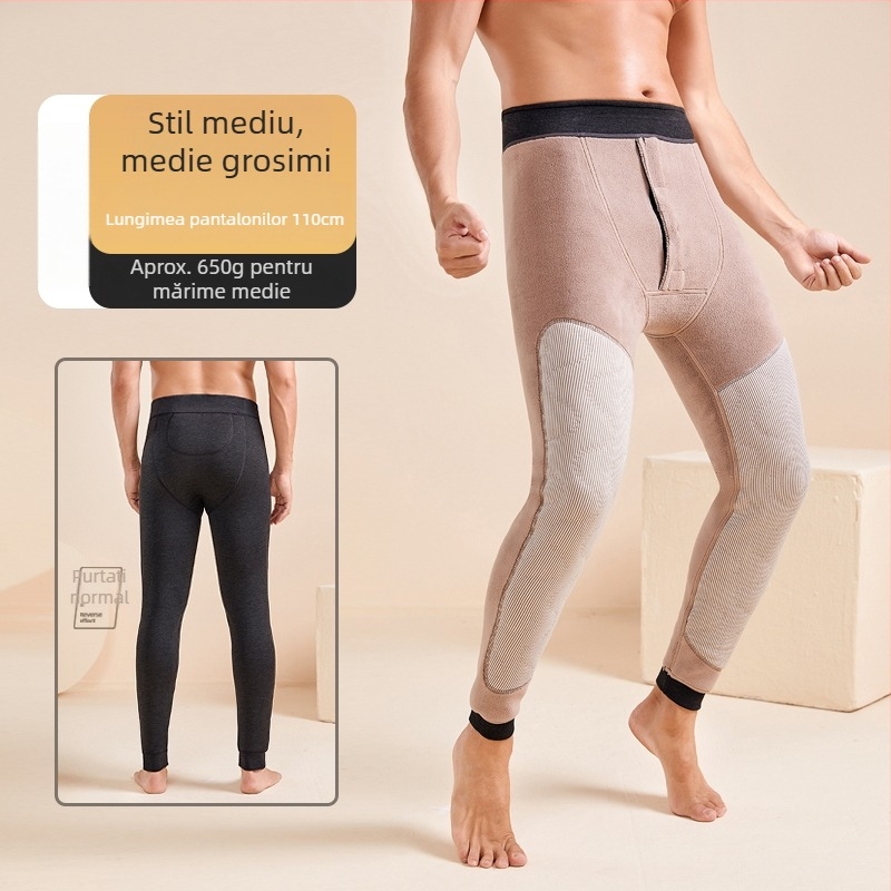 Pantaloni termici de iarnă pentru bărbați, trei straturi, căptușiți cu fleece, fără cusături, extra groși 501–600 g/m²
