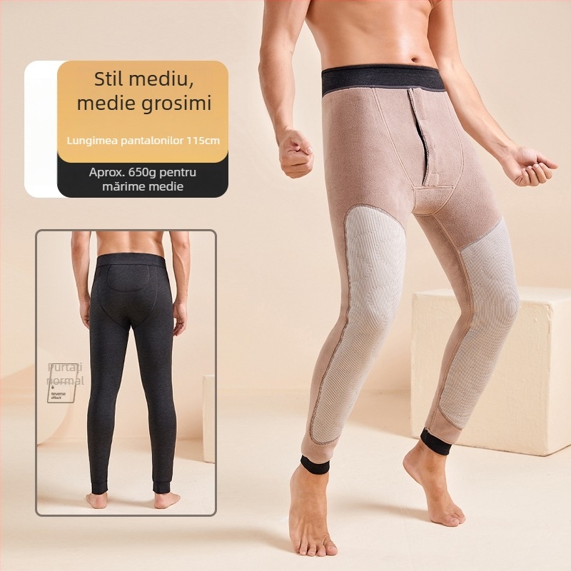 Pantaloni termici de iarnă pentru bărbați, trei straturi, căptușiți cu fleece, fără cusături, extra groși 501–600 g/m²