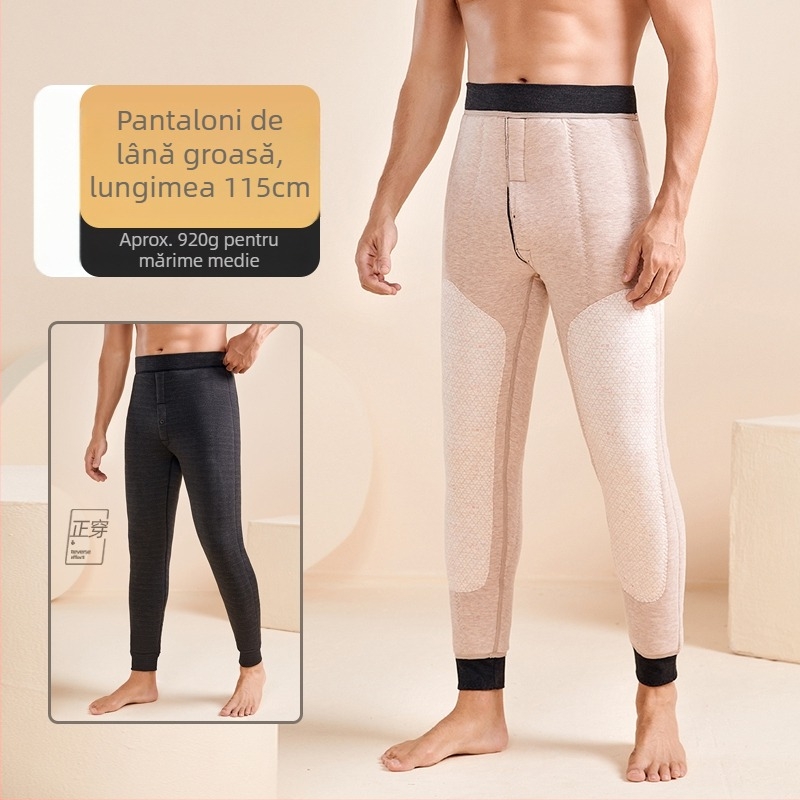 Pantaloni termici de iarnă pentru bărbați, trei straturi, căptușiți cu fleece, fără cusături, extra groși 501–600 g/m²