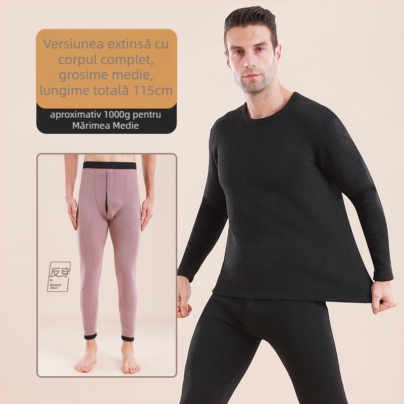 Pantaloni termici de iarnă pentru bărbați, trei straturi, căptușiți cu fleece, fără cusături, extra groși 501–600 g/m²