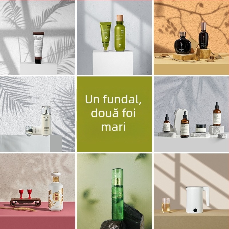 Fundal dublu față 3D cu umbră de copac din hârtie pentru fotografie de mâncare, frumusețe și machiaj cu telefonul mobil