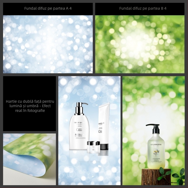 Fundal dublu față 3D cu umbră de copac din hârtie pentru fotografie de mâncare, frumusețe și machiaj cu telefonul mobil