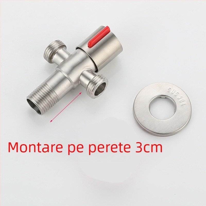 Valvă din oțel inoxidabil 304, 3- căi unghiulară, 1-in 2-out, montaj în perete, pentru toaletă, boiler, baie și bucătărie