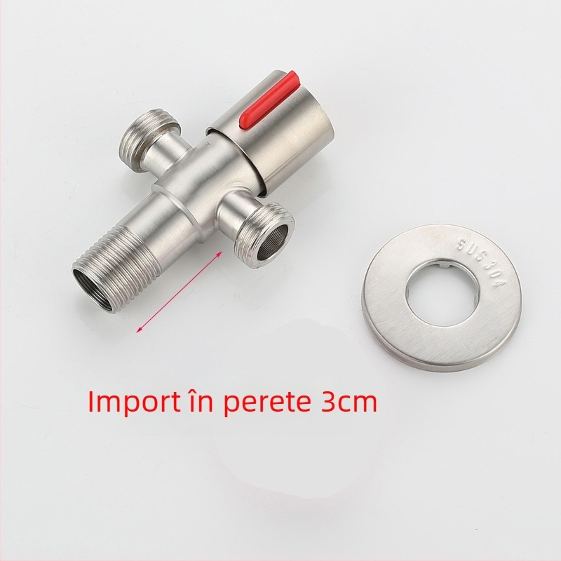 Valvă din oțel inoxidabil 304, 3- căi unghiulară, 1-in 2-out, montaj în perete, pentru toaletă, boiler, baie și bucătărie