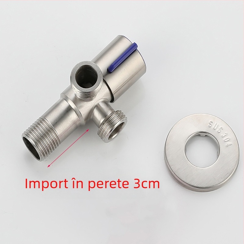 Valvă din oțel inoxidabil 304, 3- căi unghiulară, 1-in 2-out, montaj în perete, pentru toaletă, boiler, baie și bucătărie