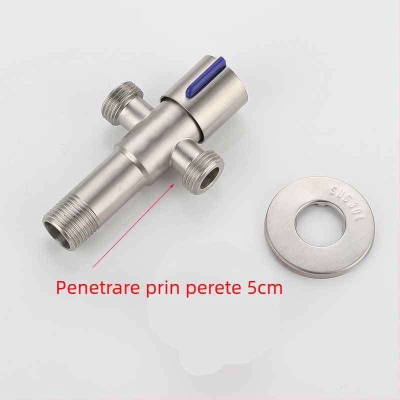 Valvă din oțel inoxidabil 304, 3- căi unghiulară, 1-in 2-out, montaj în perete, pentru toaletă, boiler, baie și bucătărie