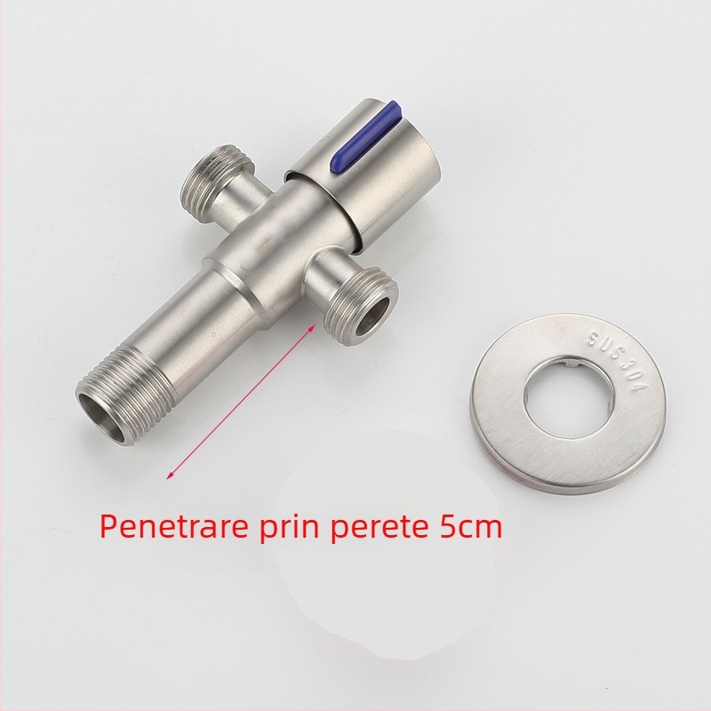 Valvă din oțel inoxidabil 304, 3- căi unghiulară, 1-in 2-out, montaj în perete, pentru toaletă, boiler, baie și bucătărie