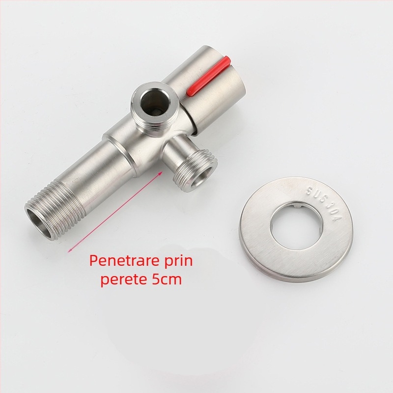 Valvă din oțel inoxidabil 304, 3- căi unghiulară, 1-in 2-out, montaj în perete, pentru toaletă, boiler, baie și bucătărie