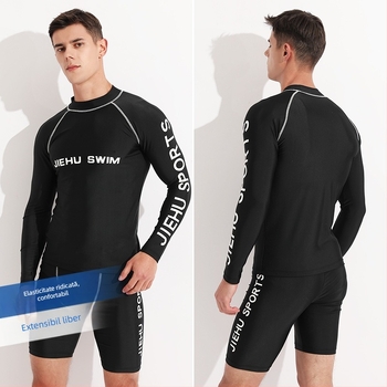 Costum de baie pentru bărbați cu mâneci lungi, uscare rapidă și protecție UV, set din două piese, material poliester-elastan (80–90% elastan), căptușeală poliester-elastan, 400 g