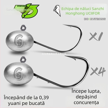 Cârlig de pescuit cu cap de plumb și design cu două fețe în spate