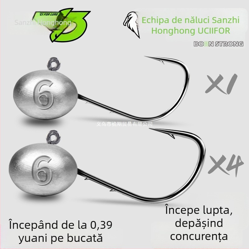 Cârlig de pescuit cu cap de plumb și design cu două fețe în spate