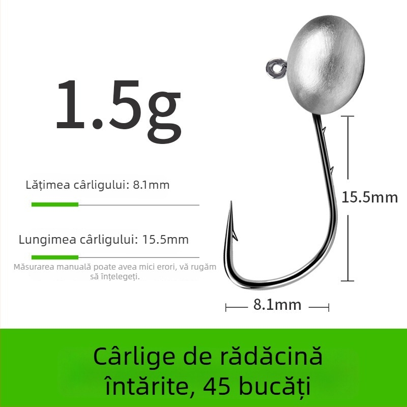 Cârlig de pescuit cu cap de plumb și design cu două fețe în spate