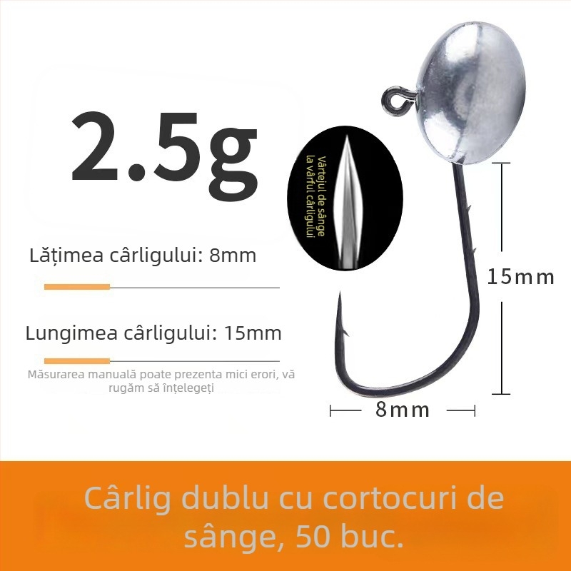 Cârlig de pescuit cu cap de plumb și design cu două fețe în spate