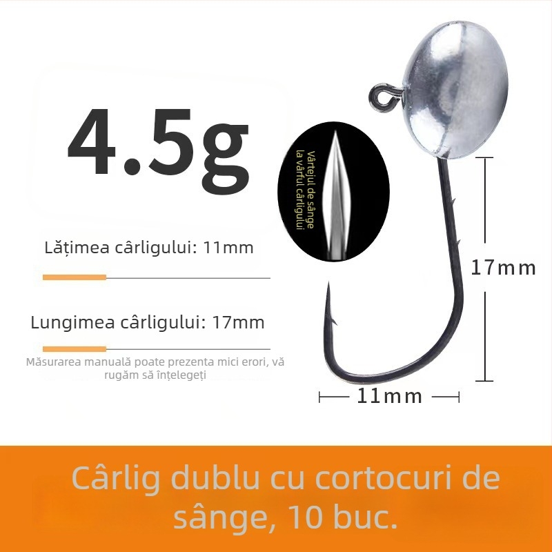 Cârlig de pescuit cu cap de plumb și design cu două fețe în spate