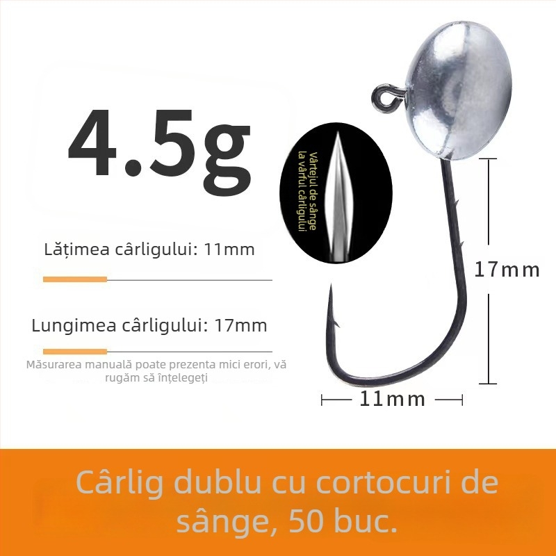 Cârlig de pescuit cu cap de plumb și design cu două fețe în spate