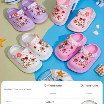 Sandale EVA pentru bebeluți și copii, unisex, talpă moale anti-alunecare, purtare în două moduri, design cu găuri de tip desen animat, stil Baotou, primăvara 2025