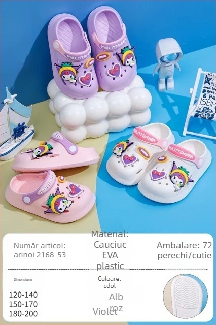 Sandale EVA pentru bebeluți și copii, unisex, talpă moale anti-alunecare, purtare în două moduri, design cu găuri de tip desen animat, stil Baotou, primăvara 2025