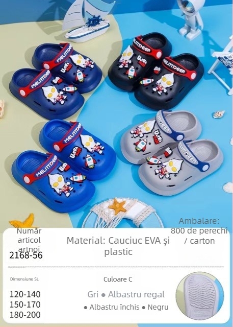 Sandale EVA pentru bebeluți și copii, unisex, talpă moale anti-alunecare, purtare în două moduri, design cu găuri de tip desen animat, stil Baotou, primăvara 2025