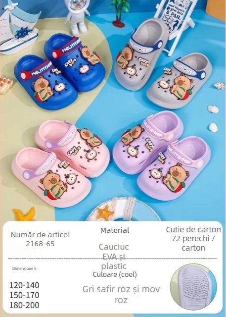 Sandale EVA pentru bebeluți și copii, unisex, talpă moale anti-alunecare, purtare în două moduri, design cu găuri de tip desen animat, stil Baotou, primăvara 2025