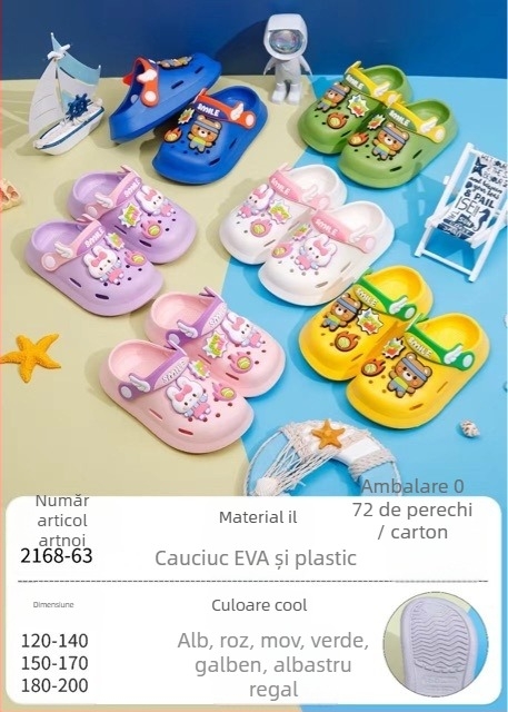 Sandale EVA pentru bebeluți și copii, unisex, talpă moale anti-alunecare, purtare în două moduri, design cu găuri de tip desen animat, stil Baotou, primăvara 2025