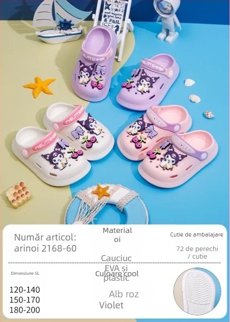 Sandale EVA pentru bebeluți și copii, unisex, talpă moale anti-alunecare, purtare în două moduri, design cu găuri de tip desen animat, stil Baotou, primăvara 2025