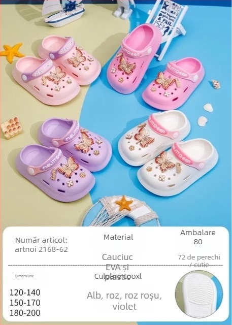 Sandale EVA pentru bebeluți și copii, unisex, talpă moale anti-alunecare, purtare în două moduri, design cu găuri de tip desen animat, stil Baotou, primăvara 2025