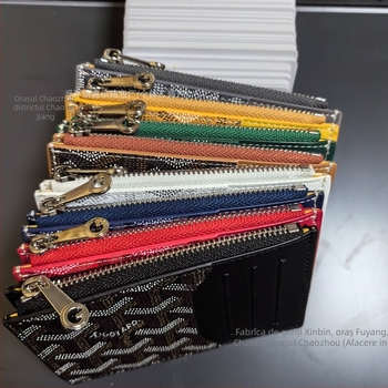 Portofel din piele pentru carduri, unisex, ultra-subțire, cu model litere, anti-furt