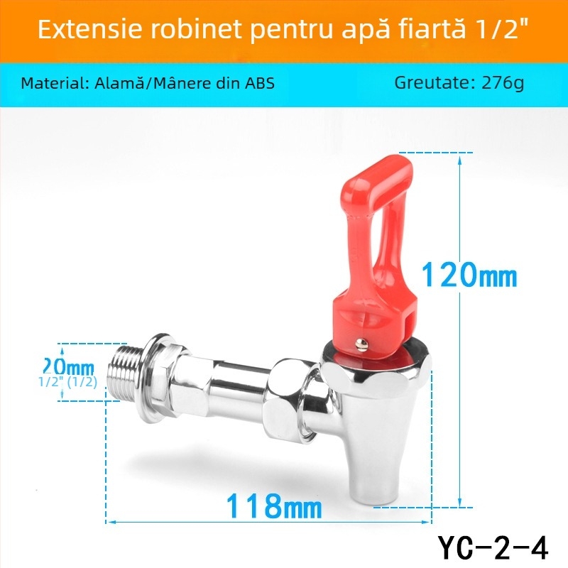 Robinet electric pentru boiler — structură din cupru, miez de supapă din cupru, temperat ure de lucru 0–100 °C, presiune nominală 0,5 MPa, SASO certificat