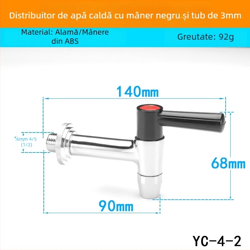 Robinet electric pentru boiler — structură din cupru, miez de supapă din cupru, temperat ure de lucru 0–100 °C, presiune nominală 0,5 MPa, SASO certificat
