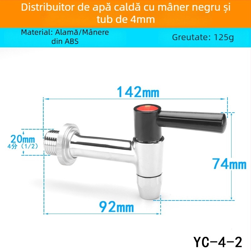 Robinet electric pentru boiler — structură din cupru, miez de supapă din cupru, temperat ure de lucru 0–100 °C, presiune nominală 0,5 MPa, SASO certificat