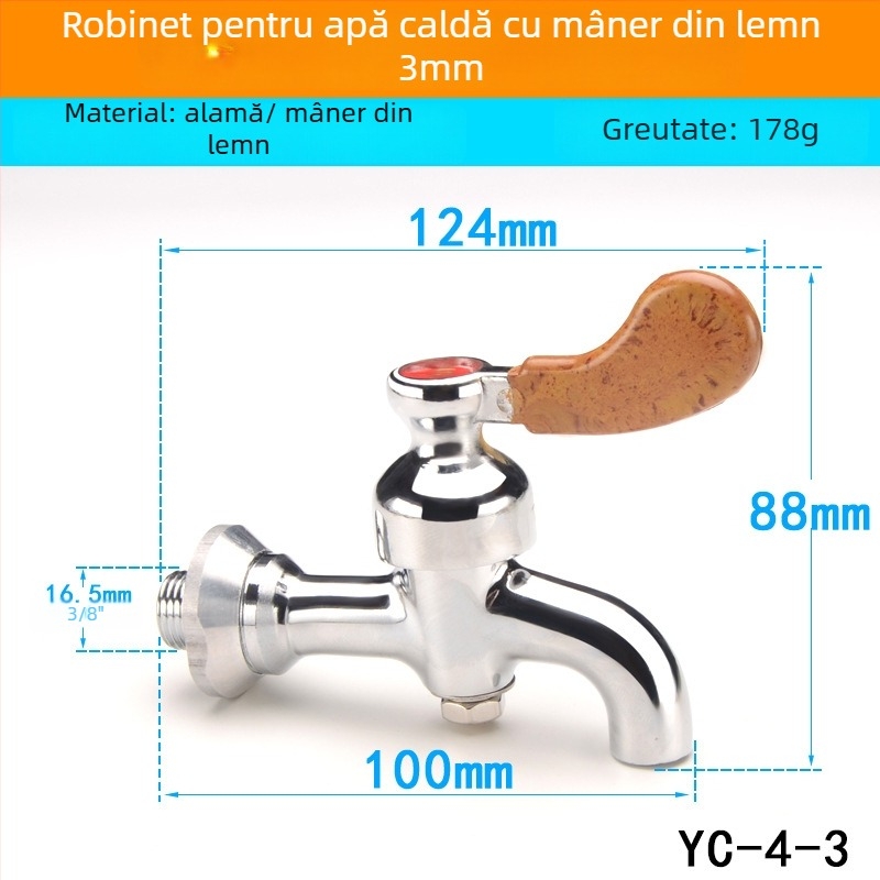 Robinet electric pentru boiler — structură din cupru, miez de supapă din cupru, temperat ure de lucru 0–100 °C, presiune nominală 0,5 MPa, SASO certificat