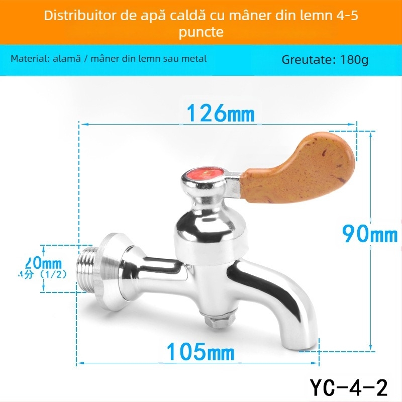 Robinet electric pentru boiler — structură din cupru, miez de supapă din cupru, temperat ure de lucru 0–100 °C, presiune nominală 0,5 MPa, SASO certificat