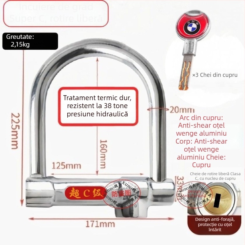 Încuietoare pentru vehicule electrice, HP Type, Cupru, Stil American
