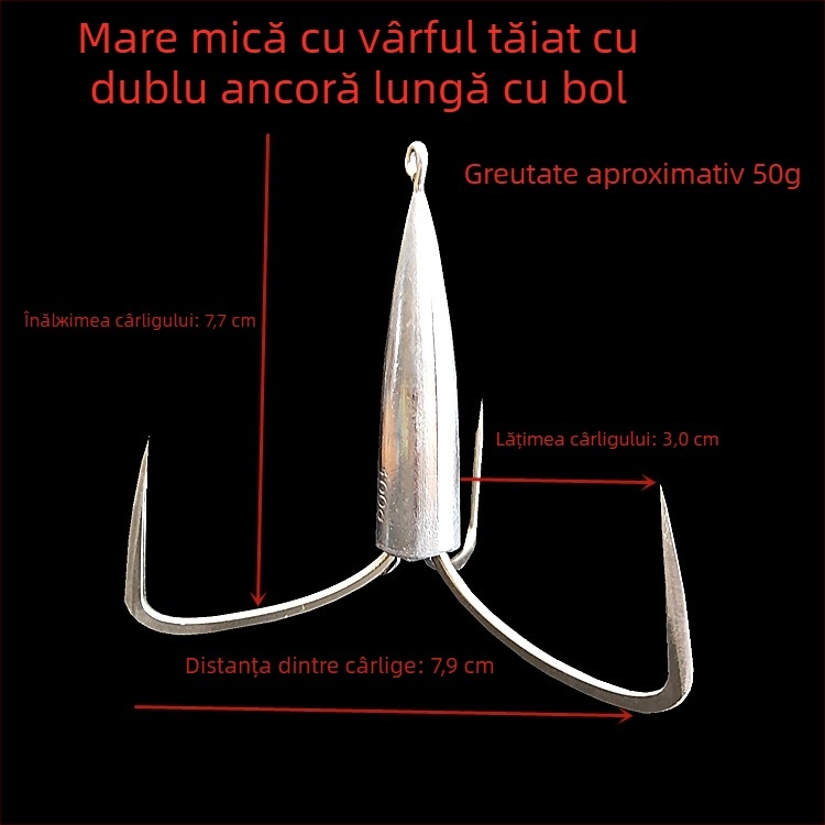Cârlig de pescuit cu greutate din plumb de tip ancoră — Integrity Hook; origine Wuhu, Anhui; ambalaj 1000 buc.; loc de pescuit: râu; tip cârlig: anchor fish