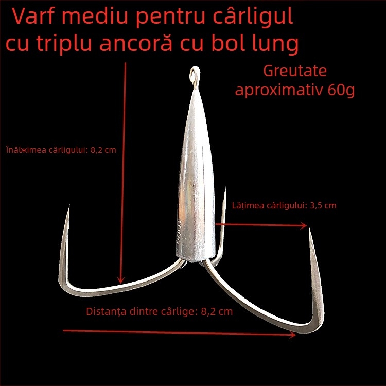 Cârlig de pescuit cu greutate din plumb de tip ancoră — Integrity Hook; origine Wuhu, Anhui; ambalaj 1000 buc.; loc de pescuit: râu; tip cârlig: anchor fish