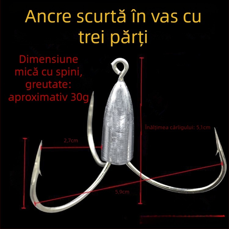Cârlig de pescuit cu greutate din plumb de tip ancoră — Integrity Hook; origine Wuhu, Anhui; ambalaj 1000 buc.; loc de pescuit: râu; tip cârlig: anchor fish