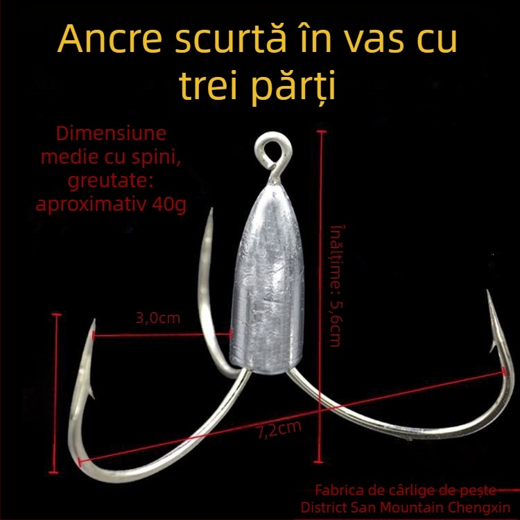 Cârlig de pescuit cu greutate din plumb de tip ancoră — Integrity Hook; origine Wuhu, Anhui; ambalaj 1000 buc.; loc de pescuit: râu; tip cârlig: anchor fish