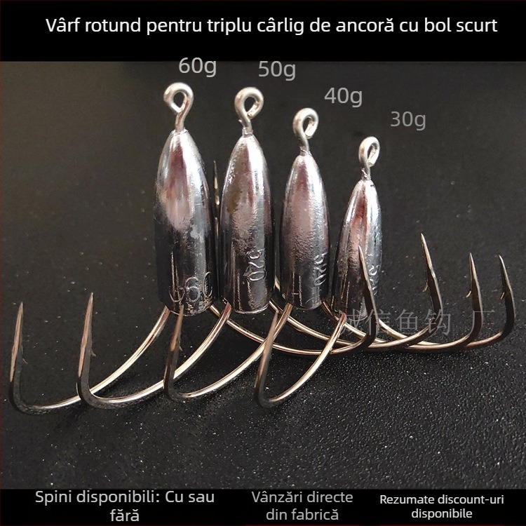 Cârlig de pescuit cu greutate din plumb de tip ancoră — Integrity Hook; origine Wuhu, Anhui; ambalaj 1000 buc.; loc de pescuit: râu; tip cârlig: anchor fish