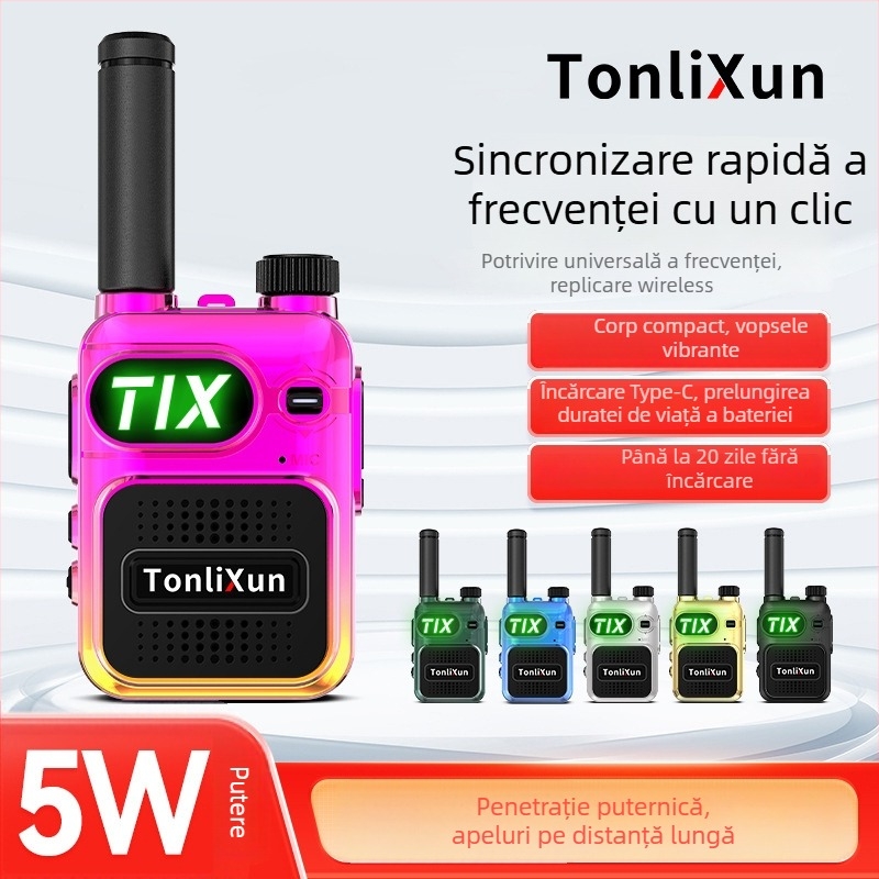 Walkie-talkie cu rețea publică, reglare a frecvenței cu un singur buton, model compact pentru exterior, rază până la 50 km, putere 5–8 W, 16 canale