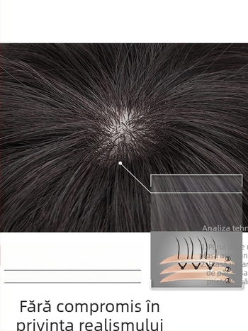 Bloc de înlocuire a părului pe creștet cu breton, păr din fire rezistente la temperatură înalte, vopsire fără încălzire, potrivit pentru toate tonurile de piele