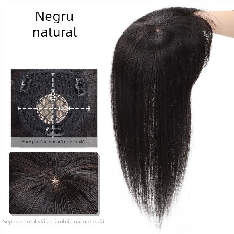 Bloc de înlocuire a părului pe creștet cu breton, păr din fire rezistente la temperatură înalte, vopsire fără încălzire, potrivit pentru toate tonurile de piele