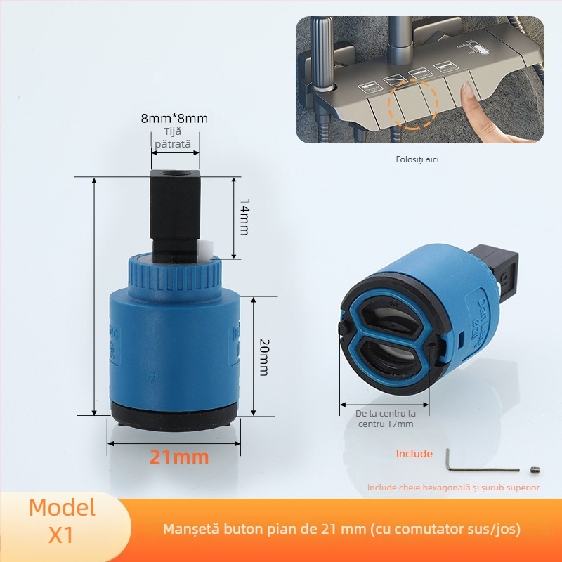 Cartuș de robinet pentru duș - ceramică/plastic, stil modern minimalist, operare prin învârte (ceramică/plastic; stil modern minimalist; operare prin învârte)