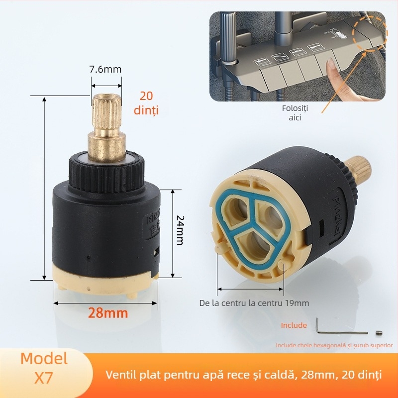 Cartuș de robinet pentru duș - ceramică/plastic, stil modern minimalist, operare prin învârte (ceramică/plastic; stil modern minimalist; operare prin învârte)