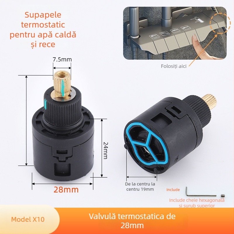 Cartuș de robinet pentru duș - ceramică/plastic, stil modern minimalist, operare prin învârte (ceramică/plastic; stil modern minimalist; operare prin învârte)