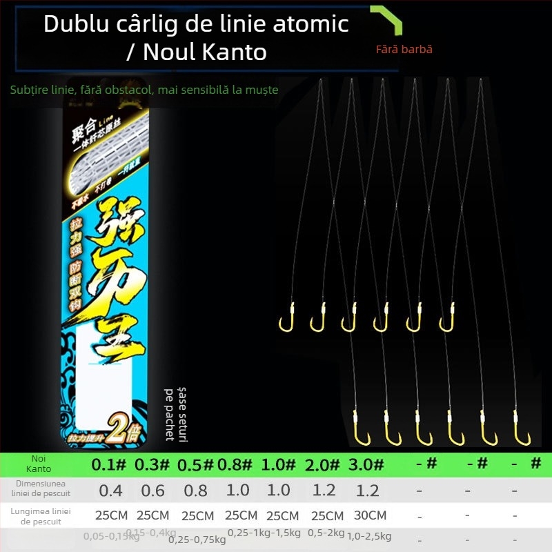 Billion War Lion cârlig de pescuit cu două cârlige, barbed, linie PE cu manșon auriu