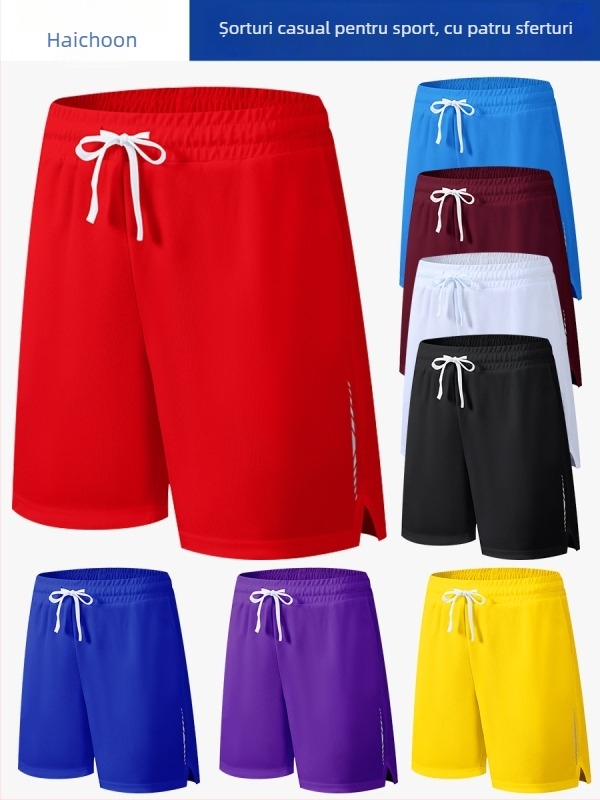 Șorturi sport, croială lejeră, 100% poliester, țesătură din amestec de fibre chimice, vară