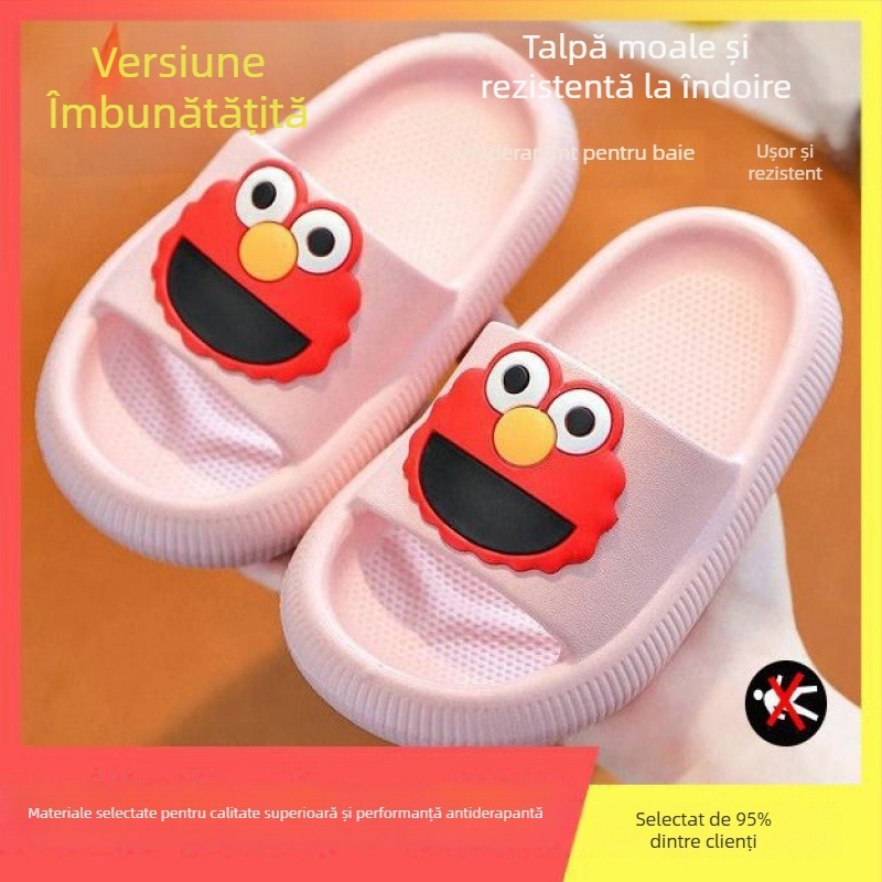 Papuci de vară pentru copii, model Cartoon, PVC, talpă anti-derapantă moale, pentru interior