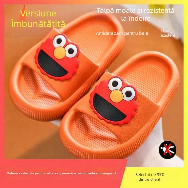 Papuci de vară pentru copii, model Cartoon, PVC, talpă anti-derapantă moale, pentru interior